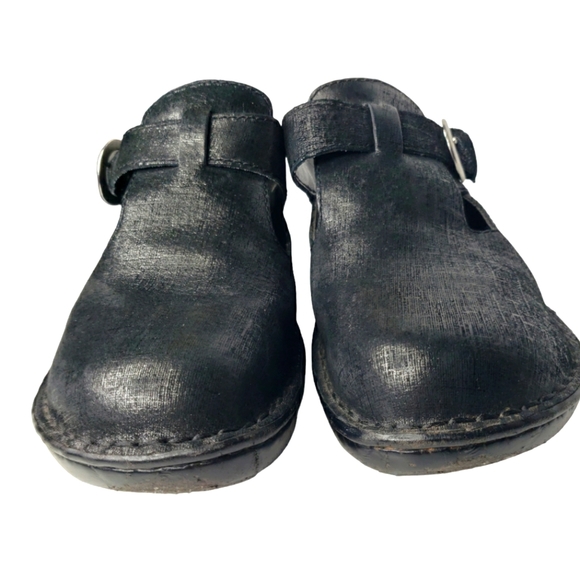 BOC Born Concepts Slip-on Buckle Textured Shiny Leather Clog Mules Profession 10 - Picture 3 of 8